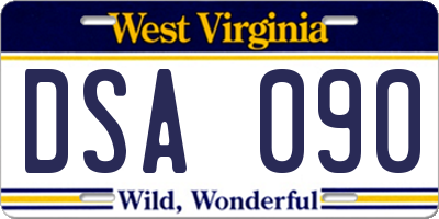 WV license plate DSA090