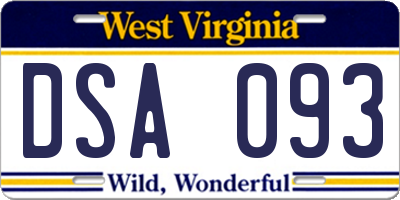 WV license plate DSA093