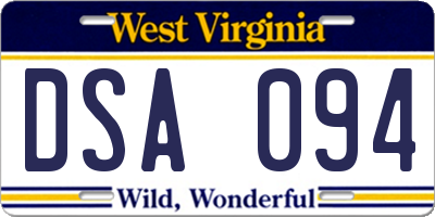 WV license plate DSA094