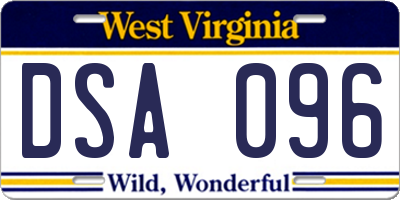 WV license plate DSA096