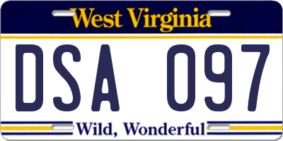 WV license plate DSA097