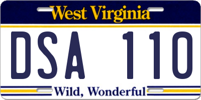 WV license plate DSA110