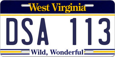 WV license plate DSA113