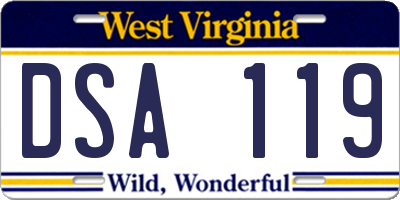 WV license plate DSA119