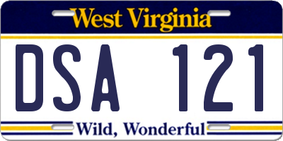 WV license plate DSA121