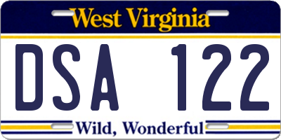 WV license plate DSA122