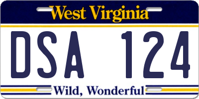 WV license plate DSA124