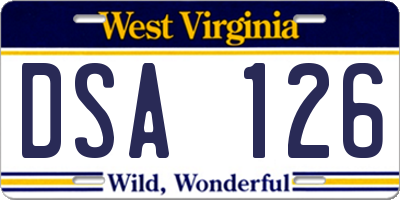 WV license plate DSA126