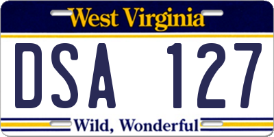 WV license plate DSA127