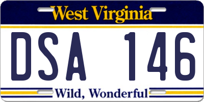 WV license plate DSA146