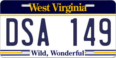WV license plate DSA149