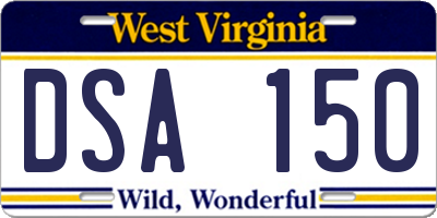 WV license plate DSA150