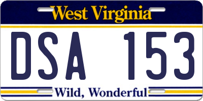 WV license plate DSA153