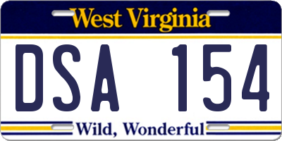 WV license plate DSA154