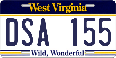 WV license plate DSA155