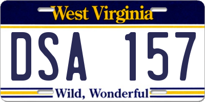 WV license plate DSA157