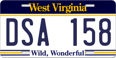 WV license plate DSA158