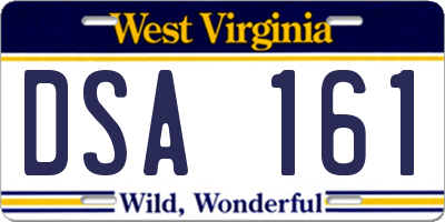 WV license plate DSA161