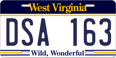 WV license plate DSA163