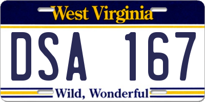 WV license plate DSA167