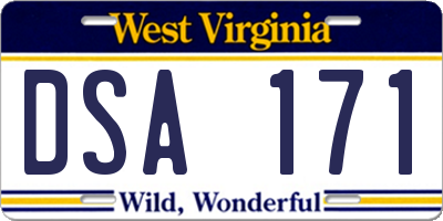 WV license plate DSA171
