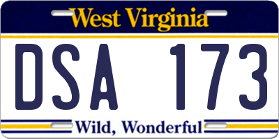 WV license plate DSA173