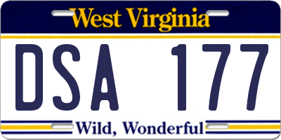 WV license plate DSA177