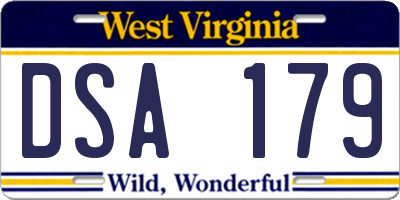 WV license plate DSA179