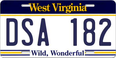 WV license plate DSA182
