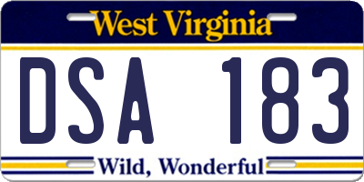 WV license plate DSA183