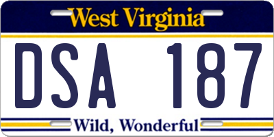 WV license plate DSA187
