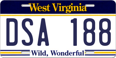 WV license plate DSA188