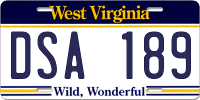 WV license plate DSA189
