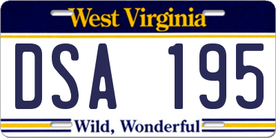 WV license plate DSA195