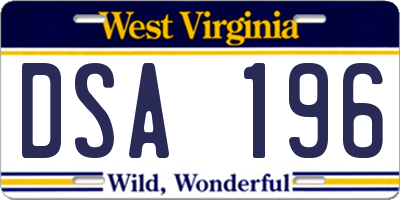 WV license plate DSA196