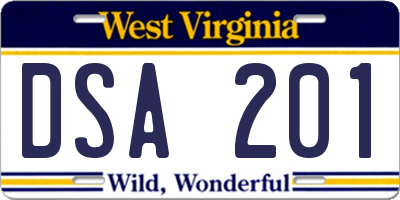 WV license plate DSA201