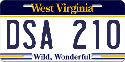 WV license plate DSA210