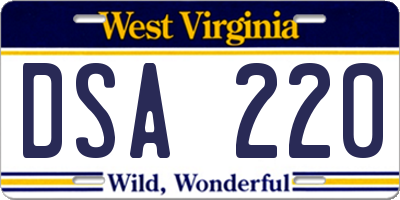 WV license plate DSA220