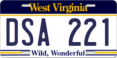 WV license plate DSA221