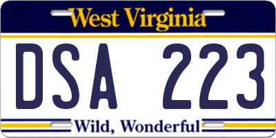 WV license plate DSA223