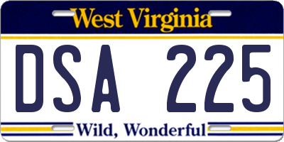 WV license plate DSA225