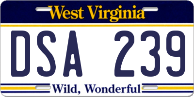 WV license plate DSA239