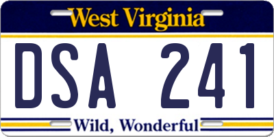 WV license plate DSA241