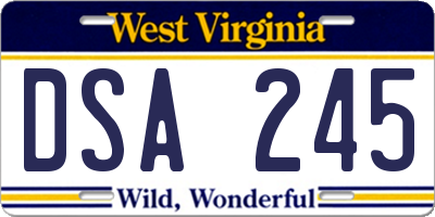 WV license plate DSA245