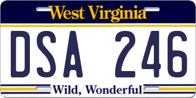WV license plate DSA246