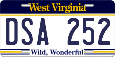 WV license plate DSA252