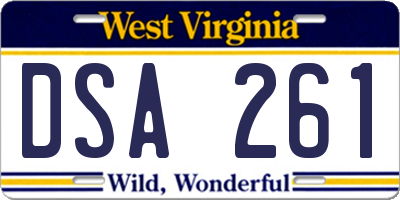 WV license plate DSA261
