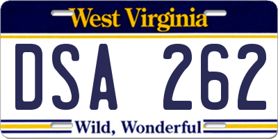 WV license plate DSA262