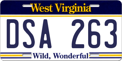 WV license plate DSA263