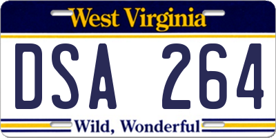 WV license plate DSA264